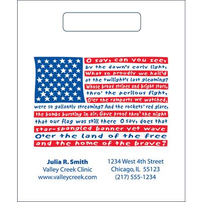2-Color Dental Supply Bags - Star Spangled Banner, 7-1/2" W x 9" H, White with Reflex Blue Ink, 500/Pkg