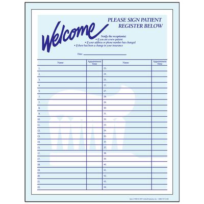 ColorForms™ Toothbrush Sign-In Sheet, 8-1/2" W x 11" H, 100/Pkg