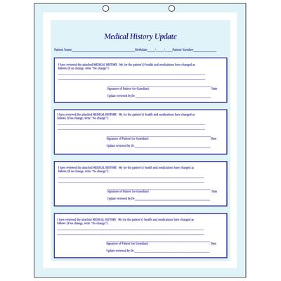 ColorForms™ Medical History Update Form, 8-1/2" W x 11" H, 2-Sided, 2-Hole Punched, Blue Design, 100/Pkg