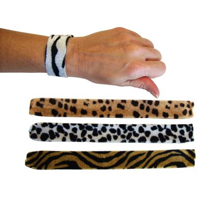 Animal Print Slap Bracelets, 9" Length, Assorted Colors, 12/Pkg