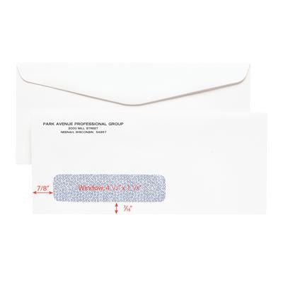 #10 Single Window Personalized Envelopes, 9-1/2" W x 4-1/8" H, Self-Seal, Security-Lined, White, 500/Pkg