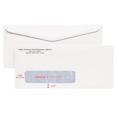 #9 Single Window Personalized Envelopes, White, 8-7/8" W x 3-7/8" H, Security-Lined, Self-Seal, 500/Pkg