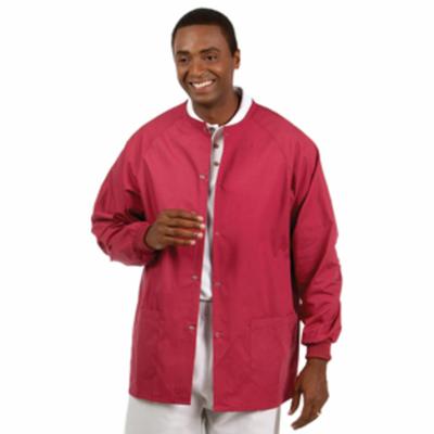 Fashion Seal Healthcare® Unisex Warm Up Jacket, Medium, Cranberry, Snap Front, Knit Cuff, 2 Pockets