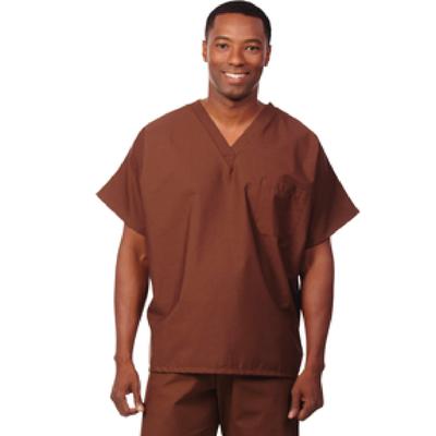 Fashion Seal Healthcare® Unisex Fashion Scrub Shirt, 65/35 Fashion Poplin®, V-Neck, Short Sleeve, Chocolate, Medium