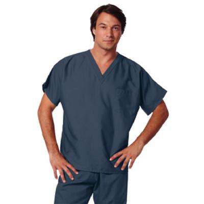 Fashion Seal Healthcare® Unisex Fashion Scrub Shirt, 65/35 Fashion Poplin®, V-Neck, Short Sleeve, Pewter, Large