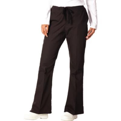 Fashion Seal Healthcare® Ladies' Drawstring Flare Pants, Regular Sizing, Black, Extra Small, 65% Polyester/35% Cotton