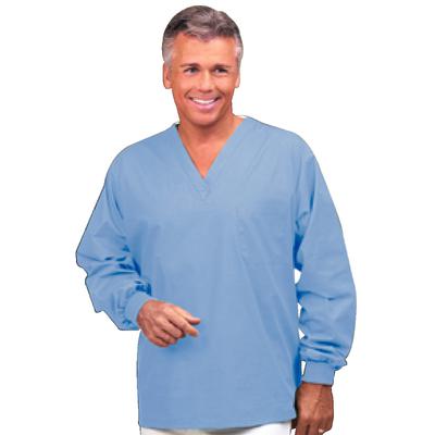 Fashion Seal Healthcare® Unisex Long Sleeve Scrub Shirt, V-Neck, Ciel Blue, Small, 1 Each