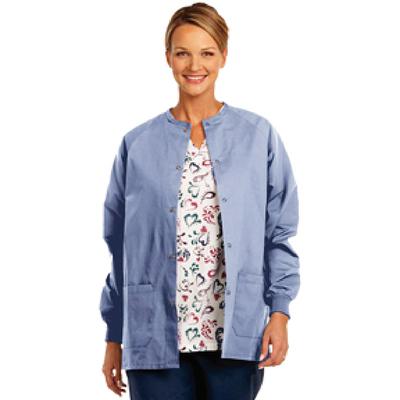 Fashion Seal Healthcare® Unisex Warm Up Jacket, Extra Small, Ciel Blue, Snap Front, Knit Cuff, 1/Pkg
