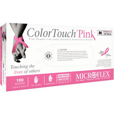 ColorTouch® Pink Latex Powder-Free Exam Gloves, Medium, 100/Box
