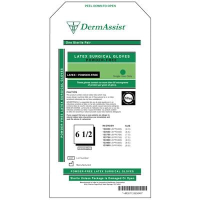 DermAssist™ Sterile Surgical Gloves, Powder-Free Latex, Textured, Size 6.5, 50 Pairs/Box, 133650
