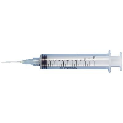 Patterson® Endodontic Irrigating Syringe with 27 Gauge Closed End Side-Port Needle, 12 cc Luer Syringe, Disposable, Yellow, 100/Pkg