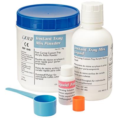 Lang Dental Instant Tray Mix, Powder and Liquid Kit, Blue, 3 lb Powder and 1 Quart Liquid