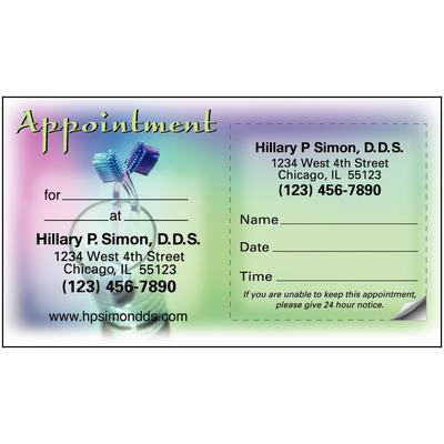 Sticker Appointment Card, Brushes in Cup Design, 3-1/2" W x 2" H, 500/Pkg