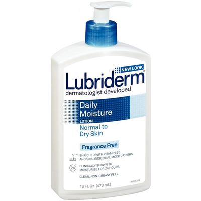 Lubriderm Daily Moisture Lotion, Unscented, Normal to Dry Skin, 16 oz Bottle