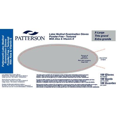 Patterson® Latex Exam Gloves with Aloe and Vitamin E, Powder Free, Non-Sterile, Extra Large, Textured, Beaded Cuff, 90/Box, R8157