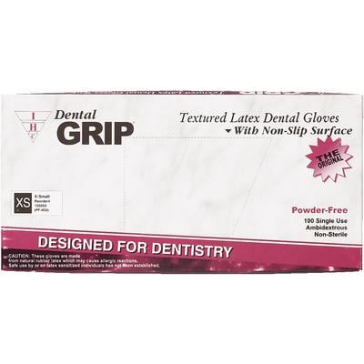 Dental Grip® Latex Powder Free Exam Gloves, Non-Sterile, Textured, Ambidextrous, Extra Small, 100/Box, 10 Boxes/Case, 115050