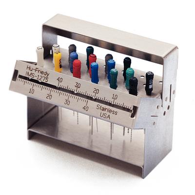 Hu-Friedy IMS Endodontic Stand, 24-Hole, Hinged Double-Lid with Ruler, Silver, IMS-1275