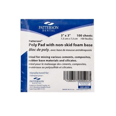 Patterson® Poly Mixing Pads with Nonskid Foam Base, 3" x 3", 100/Pkg