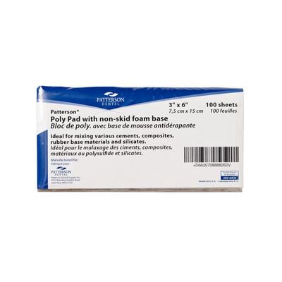 Patterson® Poly Mixing Pads with Nonskid Foam Base, 3" x 6", 100/Pkg