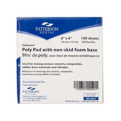 Patterson® Poly Mixing Pads with Nonskid Foam Base, 6" x 6", 100/Pkg