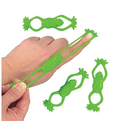 Stretchy Flying Frogs, Green, 3-1/2", 12/Pkg