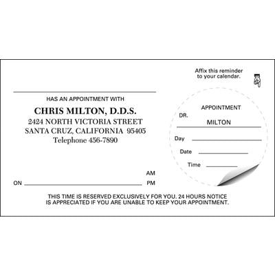 Circle Peel 'N' Stick Appointment Card, 3-1/2" W x 2" H, 500/Pkg