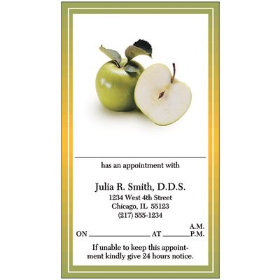Appointment Card, 3-1/2" W x 2" H, Green Apple, 500/Pkg