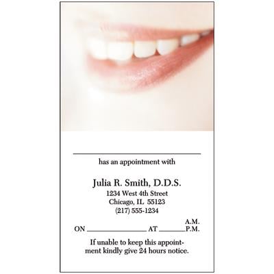 Smile Dental Appointment Card, 3-1/2" W x 2" H, Full Color, 500/Pkg