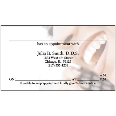 Appointment Card, 3-1/2" W x 2" H, Smiling Woman Design, Full Color, 500/Pkg