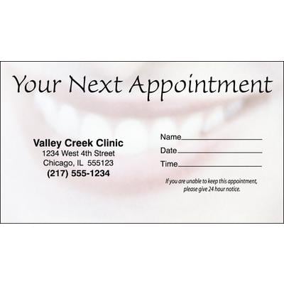 Appointment Card, 3-1/2" W x 2" H, Faded Mouth Design, Full Color, 500/Pkg