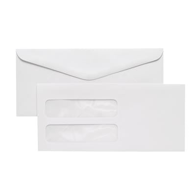 Patterson Office Supplies Double Window Envelopes, 8-3/4" W x 4" H, Gummed-Flap, Not Security Lined, White, 500/Pkg