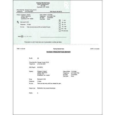 West Virginia Laser Prescription Blanks, Nonpersonalized, 8-1/2" W x 11" H Overall, 5-1/2" W x 4-1/4" H Detached, 100/Pkg