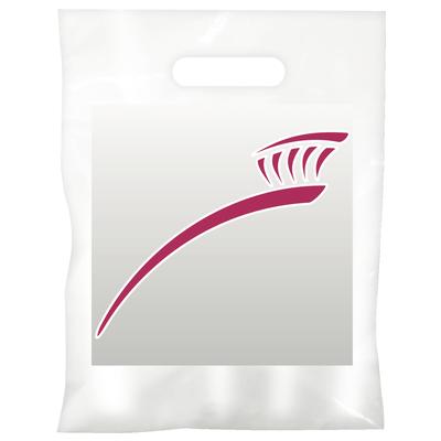 2-Color Dental Supply Bags - Modern Toothbrush, 7-1/2" W x 9" H, White, 100/Pkg
