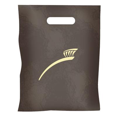 Dental Toothbrush Frosted Bag, 12" W x 15" H x 3" D, Black with Gold Foil, 100/Pkg