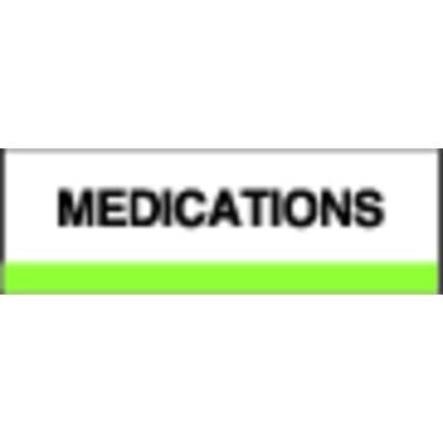Patterson Office Supplies Index Tab, 1-1/4" W x 1-1/2" H, Medications, Light Green Stripe, 100/Pkg