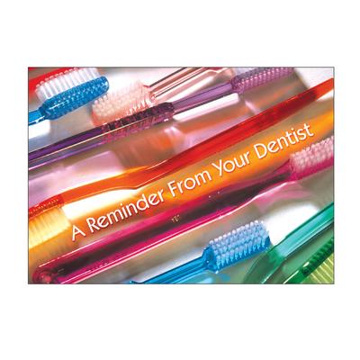Reminder (DDS) Personalized Postcards, Colorful Brushes Design, 6" W x 4-1/4" H, 100/Pkg