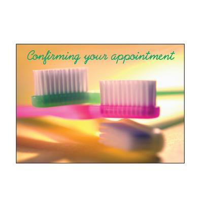 Dental Best Sellers 3 & 4-Up Laser Postcards, 100/Pkg, Green Pink Yellow Brushes Design, 5-1/2" W x 4-1/4" H