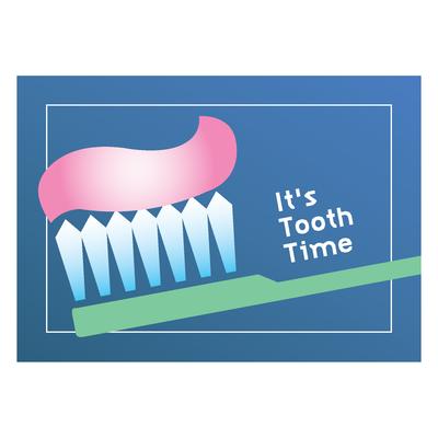Reminder Postcards (DDS/MD) Personalized, It's Tooth Time Toothbrush Design, 6" W x 4-1/4" H, 100/Pkg