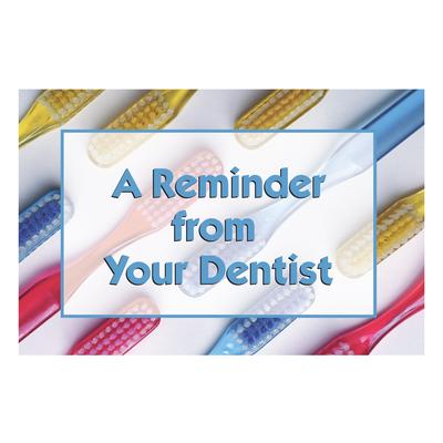 Dental Best Sellers Personalized Postcards, A Reminder Toothbrushes English Version, 6" W x 4-1/4" H, 100/Pkg