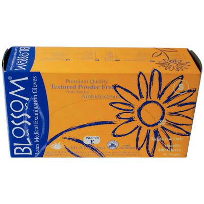 Blossom® Latex Exam Gloves with Aloe Vera and Vitamin E, Powder Free, Non-Sterile, Small, 100/Box