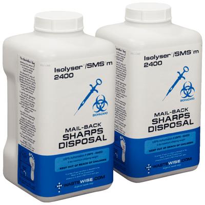 Isolyser SMS Sharps Mail-Back Disposal System, 3 Liter, Twin Pack, SMS2400M
