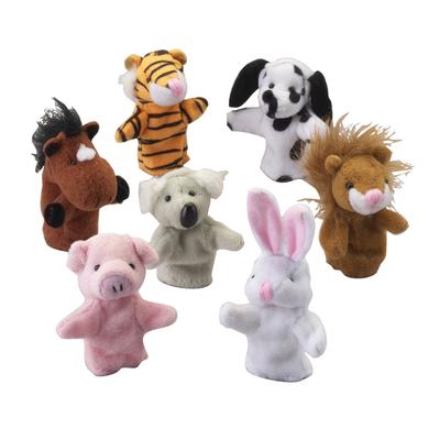 Plush Animal Finger Puppets, Assorted, 3" Size, 12/Pkg
