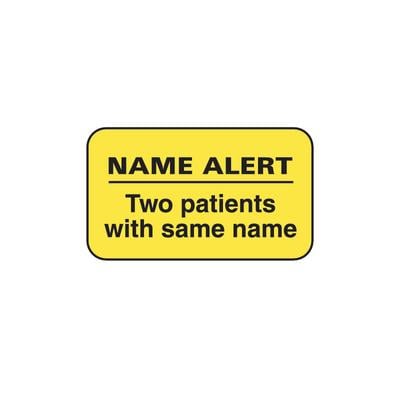 Patterson Office Supplies Chart Labels - DDS/MD - Name Alert, Fluorescent Yellow, 1-1/2" W x 7/8" H, 500/Roll