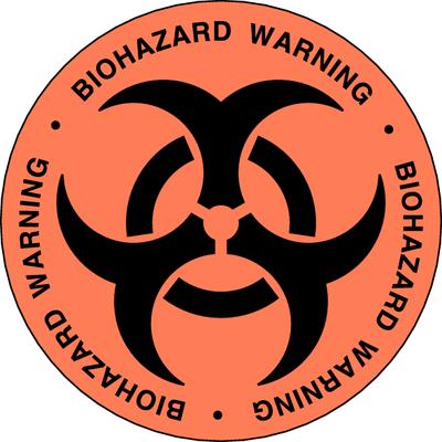 Biohazard Labels, 2" Diameter, Fluorescent Red, 100/Roll