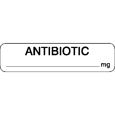 Patterson Syringe Label, Antibiotic, 1-1/4" W x 5/16" H, White, 500/Roll
