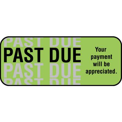 Patterson Office Supplies Collection/Billing Labels - Past Due, Fluorescent Green, 2-1/4" W x 15/16" H, 250/Roll