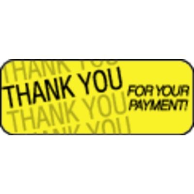 Collection/Billing Labels - Thank You For Your Payment, Fluorescent Yellow, 2-1/4" W x 15/16" H, 250/Roll