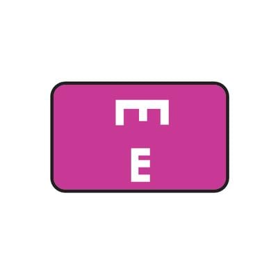 Smead® Alpha-Z™ Compatible Individual File Box Label, 1-5/8" W x 1" H, Letter E, Purple, 100/Pkg