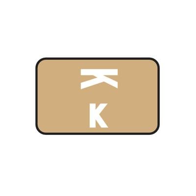 Smead® Alpha-Z™ Compatible Individual File Box Label, 1-5/8" W x 1" H, Letter K, Light Brown, 100/Pkg