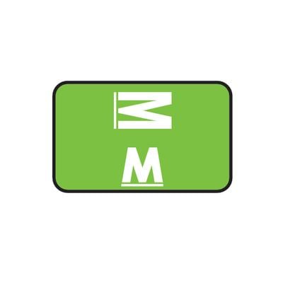 Smead® Alpha-Z™ Compatible Individual File Box Label, 1-5/8" W x 1" H, Letter M, Light Green, 100/Pkg